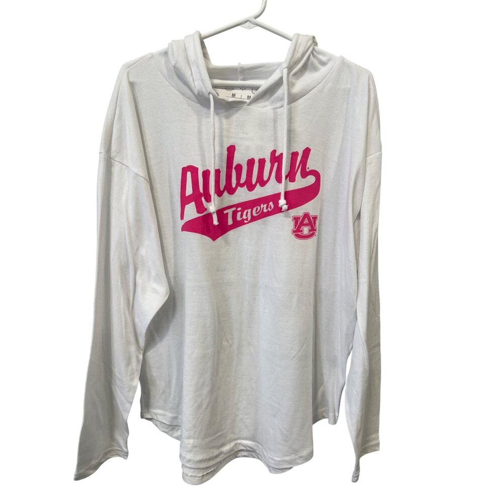 Pressbox Auburn Tigers Pullover Hoodie Women M White Pink College Comfort Sporty